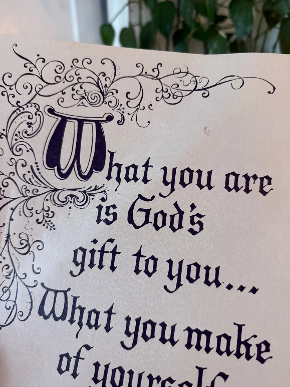 Inspirational Script Wall Art - Black on Cream Christian GOD